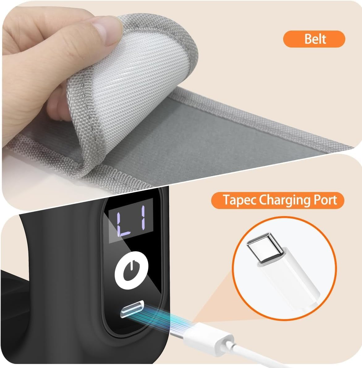Compact Fitness Ring for Home Gym Use, Ab Machine USB Rechargeable Gear for Abdomen/Arm/Leg, Multifunctional Full-Body Fascia Ring R10, Lightweight, 6 Intensity Levels with Massager Function