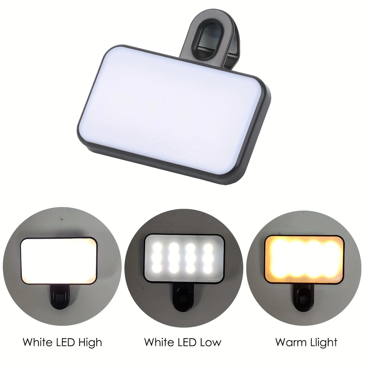 Portable Mini Selfie Fill Light Rechargeable 3 Modes Adjustable Brightness Clip on for Mobile Phone Make up Computer Fill Light