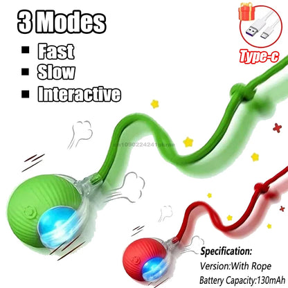 New Cat Interactive Ball Toy Automatic Rolling Ball Faux Tail Rechargeable Smart Pet Electric Toy Dog Cat Training Imitate Mouse