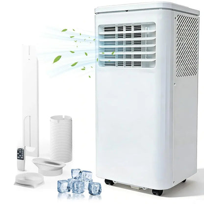 Garvee 14K/10K/8K BTU Fast & Quiet Cooling Portable Air Conditioner, 4‑In‑1 AC Unit with Dehumidifier & Fan, LED/LCD Display, Remote Control, 24H Timer, 4‑Way Swing, 360° Wheels & Window Kit for Bedroom Office Home