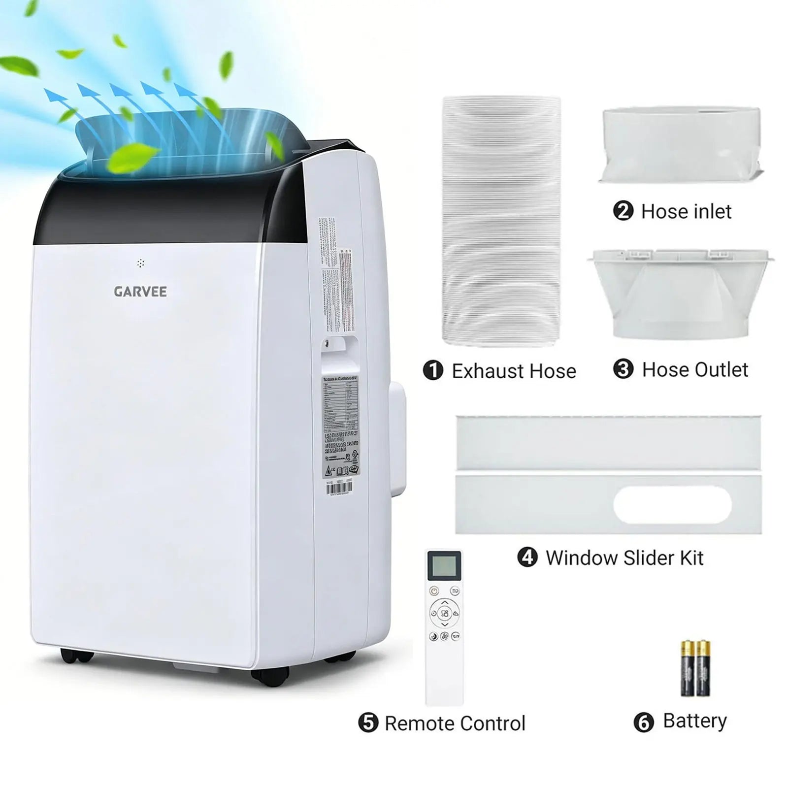 Garvee 14K/10K/8K BTU Fast & Quiet Cooling Portable Air Conditioner, 4‑In‑1 AC Unit with Dehumidifier & Fan, LED/LCD Display, Remote Control, 24H Timer, 4‑Way Swing, 360° Wheels & Window Kit for Bedroom Office Home